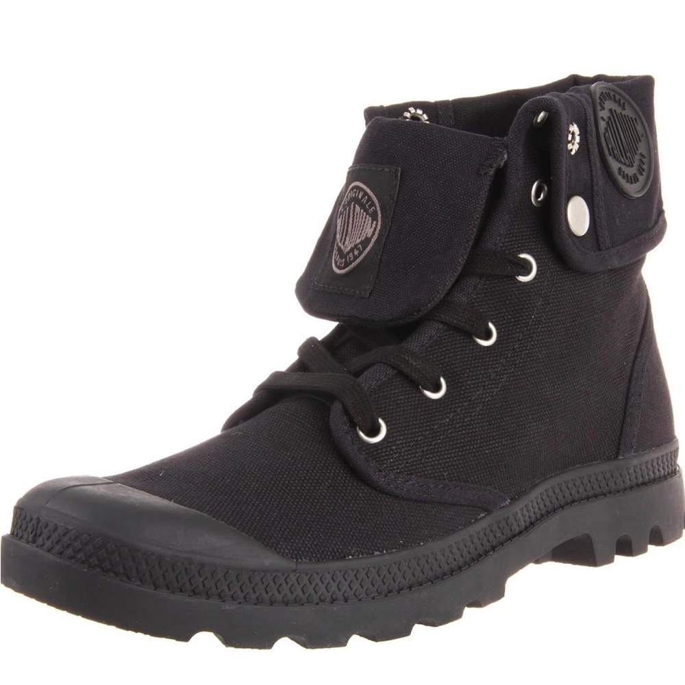 Palladium Baggy Boots Men’s US Black Combat Lace-Up High Top Canvas Fold Down
